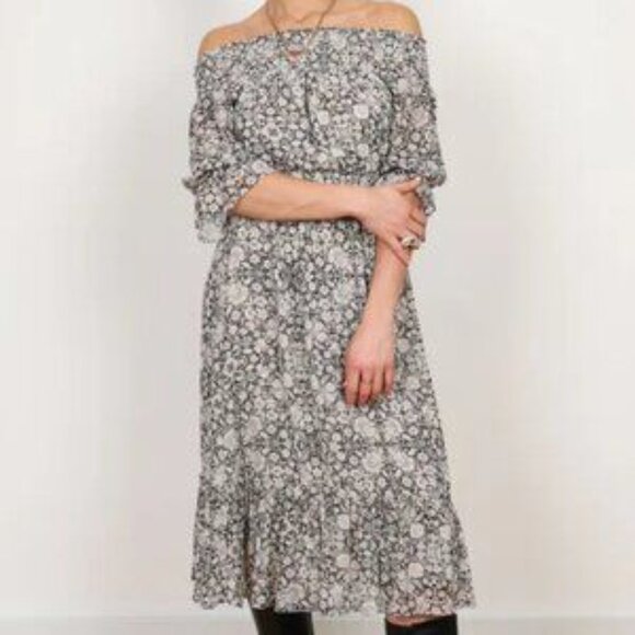MISA LOS ANGELES - Off Shoulder Puff Sleeve Floral Dress